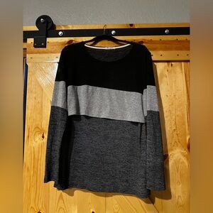 Black and Gray Colorblock Nursing Sweater